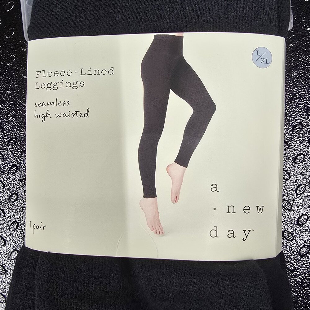 A New Day L/XL Fleece lined seamless high waisted leggings Women's 12-16 NEW